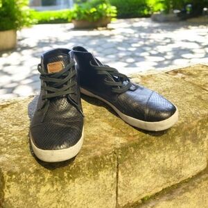 Toms Black and White High-Top Sneakers with Leather Upper